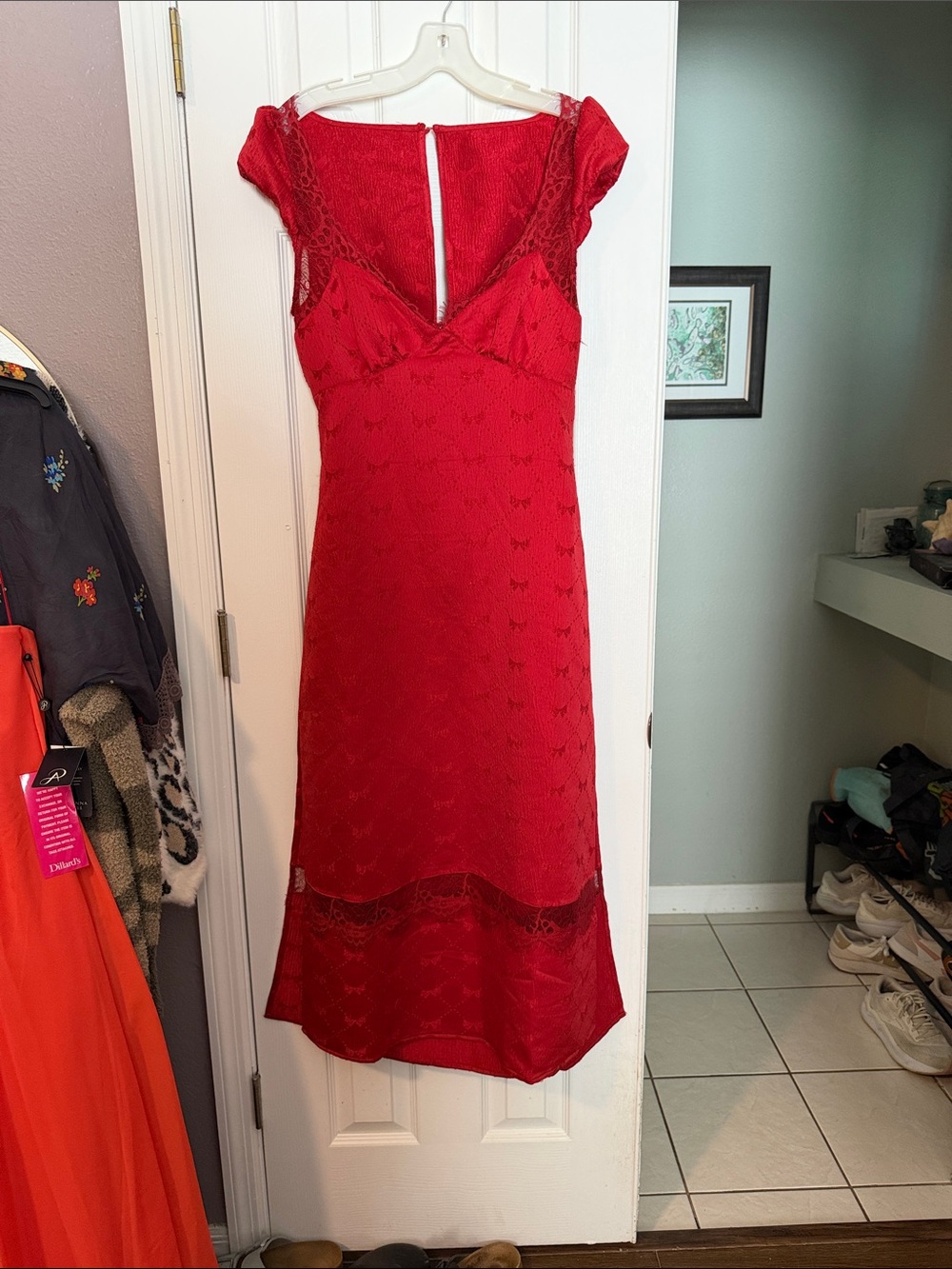 NWOT Free People Red Lace Midi Dress